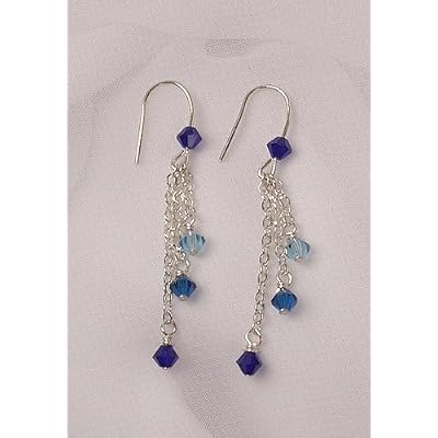 Swarovski and Sterling Silver Tri-Chain Earrings