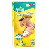 Pampers Swaddlers New Baby Diapers, Size:2, 12- 18 lbs, Jumbo Pack - 40/Pack, 4 Packs