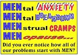 MENtal Anxiety - Novelty Sign (Funny for Women)