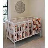 Reversible Std. Crib Set - Orange Mod Cube - 5 Piece Crib-toToddler Set