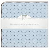 SwaddleDesigns Ultimate Receiving Blanket  - Pastel Blue with Brown Dots
