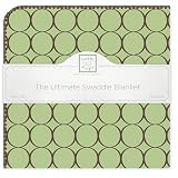 SwaddleDesigns Ultimate Receiving Blanket - Lime with Brown Mod Circles