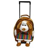 Kid'S Plush Doggy Trolley / Backpack With Wheels & Retractable Handle