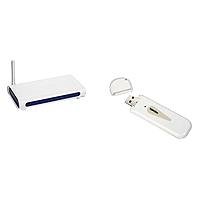 TV Ger&auml;te: Topcom Wireless Desktop Box 54 Mb V3, bestehend aus Skyracer WBR 7001g WLAN-DSL Router und Skyracer USB 4001g WLAN-USB-Stick