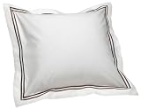Pinzon Hotel 300-Thread-Count Percale 18-by-18-Inch Decorative Pillow, Chocolate Stitch