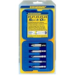 Eazypower 82681 Spin It Out Damaged Screw Removers, No.0, No.1, No.2, No.3, No.4