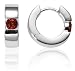 Sterling Silver Hoop Earrings w/ Garnet