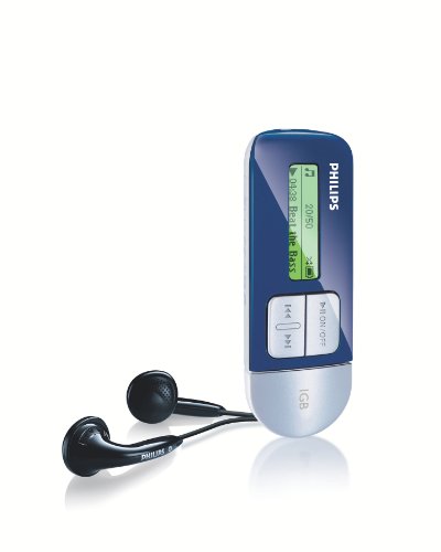 Projektoren: Philips SA 1210 Flash Tragbarer MP3-Player 1 GB silber-blau