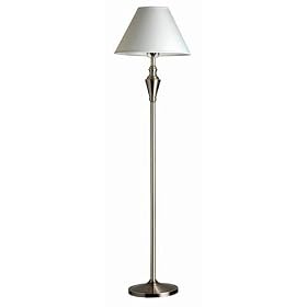 Classic White Fabric Shade Antique Brass Floor Lamp