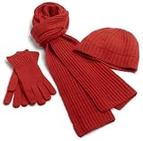 Cinzia Clara 3-Piece Cashmere Hat, Glove and Scarf Set