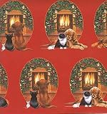 Golden Retriever, Black Cat & Mouse Fireplace