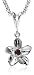 Sterling Silver Flower Pendant w/ Garnet by Zina, 18"
