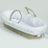 Eyelet Ribbon Moses Basket - Color Blue Ribbon