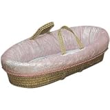 Crushed Velvet Moses Basket - Color Pink