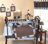 Soho Blue and Brown Boy Crib 9 Piece Infant Nursery Baby Bedding Set