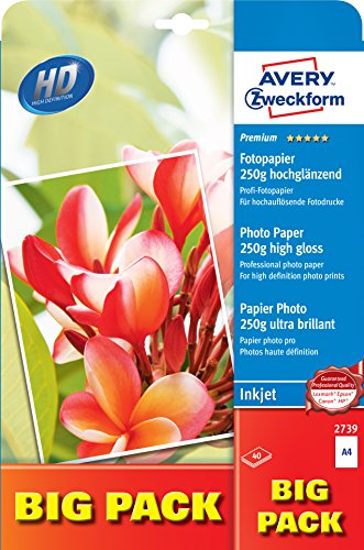 Elektronik und Foto: Avery 2739 Glossy Paper 2X20 A4 Papier