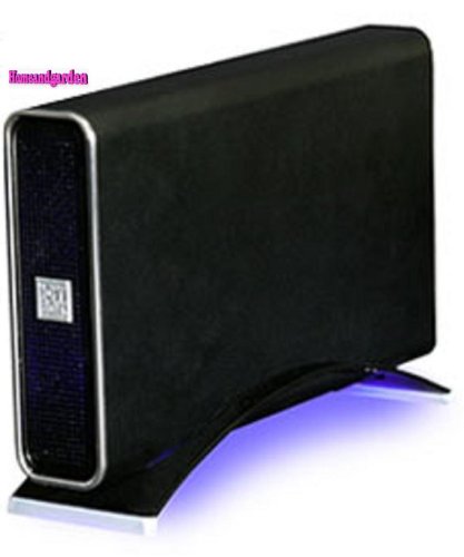 Heimkinosysteme: HAG Storage Festplatte 400 GB 16 MB Cache extern USB 2.0 und Firewire 400 schwarz mit Chromleisten und blauem Lichtschimmer ( Seagate / Maxtor inside )