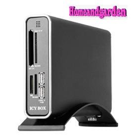 Heimkinosysteme: HAG Storage Festplatte 320 GB extern USB 2.0 schwarz mit Chromleisten und blauem Lichtschimmer inklusive 40in1 Kartenleser und USB-HUB ( Hitachi inside )