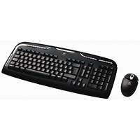 Lautsprecher: Logitech Cordless Desktop EX 110 Tastatur schnurlos 103 Tasten MS W98 CZ + Cordless optical Mouse Schwarz