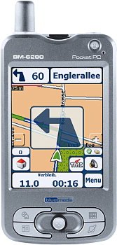 Kamerazubehoer: Bluemedia PDA BM-6280 PDA mit GPS Navigation Route 66 Navigate 7 Deutschland / �sterreich / Schweiz auf 512MB SD Speicherkarte