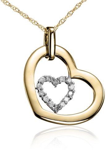 14k Diamond Heart Pendant w/ Rope Chain (1/10 cttw)