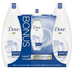 Dove Deep Moisture Body Wash Value Pack, Two 24oz Body Washes and Bonus 6.67oz. bottle with Free Body Pouf