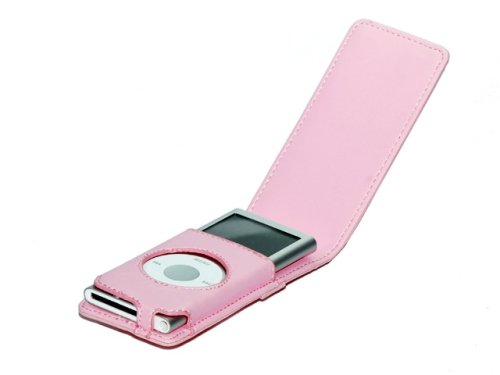 Speicherkarten: Rosa Klapp - Ledertasche f�r den iPod Nano 2. Generation