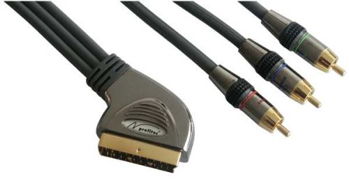 Heimkinosysteme: High-End Audio-Video (RGB) Adapterkabel 10,00 Meter 24 Karat vergoldete Kontakte, 21-pol Scart-Stecker auf 3x Cinchstecker (RGB) * Audio-Video Adaptor cable 10,00 meters of 24 carat gilded contacts, 21-pol Scart plug on 3 x Cinch plugs (RGB) Home Cinema