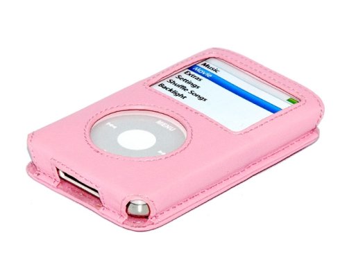Speicherkarten: Rosa Steck - Ledertasche f�r den iPod Video 60/80 GB inkl. Joggingarmband & Displayschutzfolie