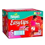 Pampers Easy Ups Absorbent Pants for Girls, Size 5, Value Pack, 80 Easy Ups