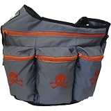 Diaper Dude Designer Grey w/ Orange Skull and Bones Diaper Bag