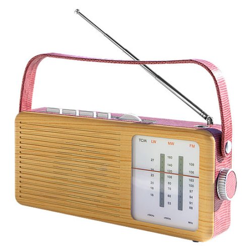 TV Ger&auml;te: Tchibo Kompakt-Radio im Retro-Look Walnuss/Rosa
