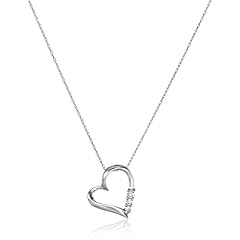 10k White Gold Diamond 3-Stone Heart Pendant (1/10 cttw, I-J Color, I2-I3 Clarity), 18