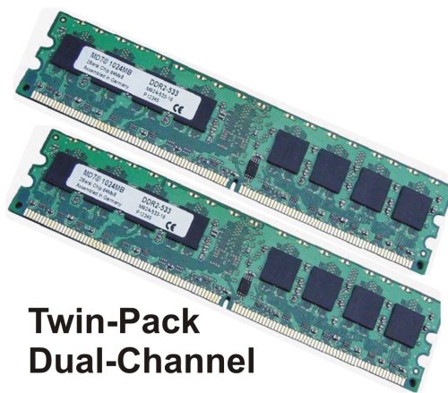 MP3 Player: MDT Twinpack Dual-Channel 2048MB DDR-2 533 DIMM 240pin RAM Arbeitsspeicher CL4 - 2x 1024MB