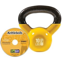GoFit 10-Pound Yellow Kettlebell with Vinyl Coating, Iron Core Training DVD and Exercise Booklet
