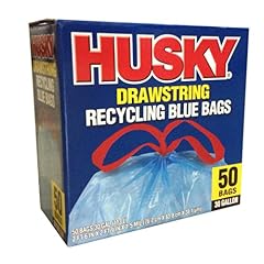 Husky HK30DS050BU 30-Gallon Drawstring Recycling Blue Bags-50 Count