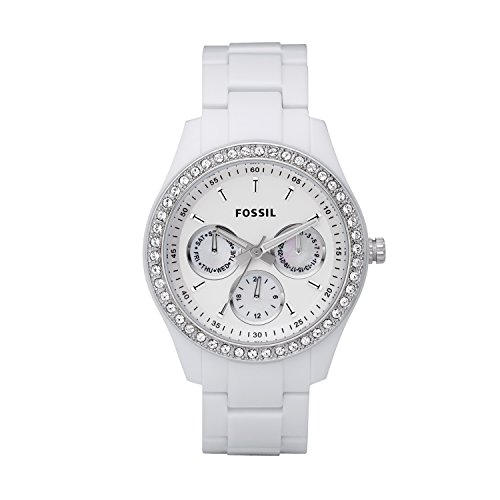 (史低)$69.81,Fossil<em>女士三眼手表</em> 白瓷 Stella W