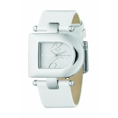 DKNY NY4314 Ladies D Shape Silver Dial, Ivory Leather Strap Watch