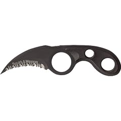 Smith & Wesson SWHRT2B HRT Neck Badge Serrated Bear Claw Knife, Black