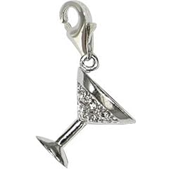 Chrysalis Charm Silver Plated White Col. Crystal Cocktail Glass
