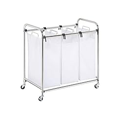 Honey-Can-Do SRT-01235 Chrome Heavy-Duty Triple Laundry Sorter, Chrome/White