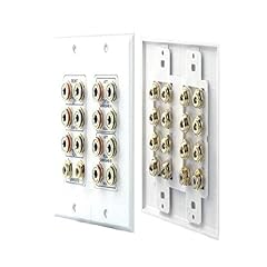 Pyle Home PHIW71 7.1 Home Theater 14 Post Binding/Banana Plug with Dual RCA Subwoofer Posts Wall Plate (White)