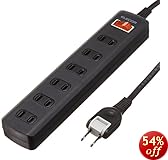 ELECOM �d���^�b�v ���K�[�h �ȃG�l �ꊇ�X�C�b�` 6�� 2.5m �u���b�N T-K02-2625BK