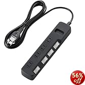 ELECOM �d���^�b�v ���K�[�h �ȃG�l �ʃX�C�b�` 4�� 2.5m �u���b�N T-K03-2425BK