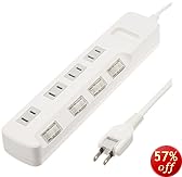 ELECOM �d���^�b�v ���K�[�h �ȃG�l �ʃX�C�b�` 4�� 5m �z���C�g T-K03-2450WH