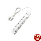 ELECOM �d���^�b�v ���K�[�h �ȃG�l �ʃX�C�b�` 6�� 2.5m �z���C�g T-K03-2625WH