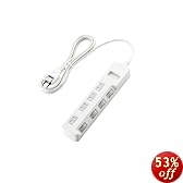 ELECOM �d���^�b�v ���K�[�h �ȃG�l �ʃX�C�b�` �z�R���V���b�^�[�t 4�� 2.5m �z���C�g T-K04-2425WH