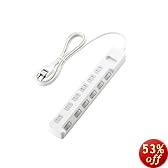 ELECOM �d���^�b�v ���K�[�h �ȃG�l �ʃX�C�b�` �z�R���V���b�^�[�t 6�� 2.5m �z���C�g T-K04-2625WH