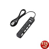 ELECOM �d���^�b�v ���K�[�h �ȃG�l �ꊇ&�ʃX�C�b�` �z�R���V���b�^�[�t 4�� 2.5m �u���b�N T-K05-2425BK