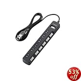 ELECOM �d���^�b�v ���K�[�h �ȃG�l �ꊇ&�ʃX�C�b�` �z�R���V���b�^�[�t 6�� 2.5m �u���b�N T-K05-2625BK